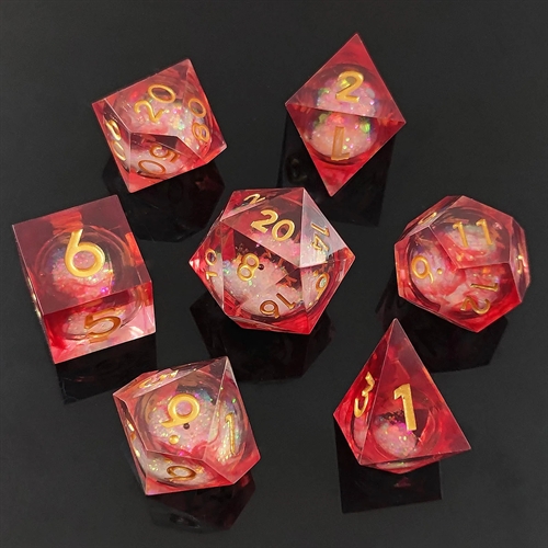 Resin Sharp Edge Liquid Core - Red - RPG Dice Set - Epic Dwarf Dice